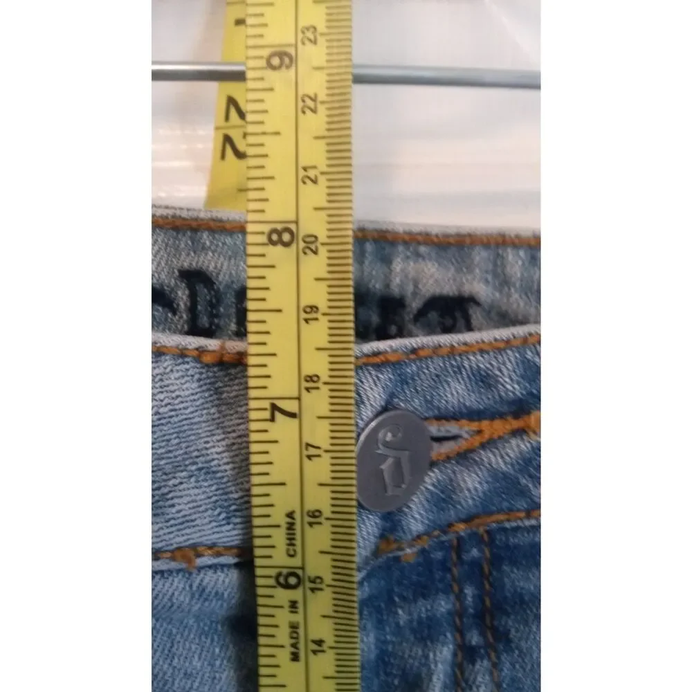 Decree Y2K Light Wash Ripped Denim Bermuda Shorts - Long Length - Women's 5